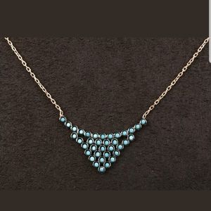 Turquoise triangle throat chakra gold necklace